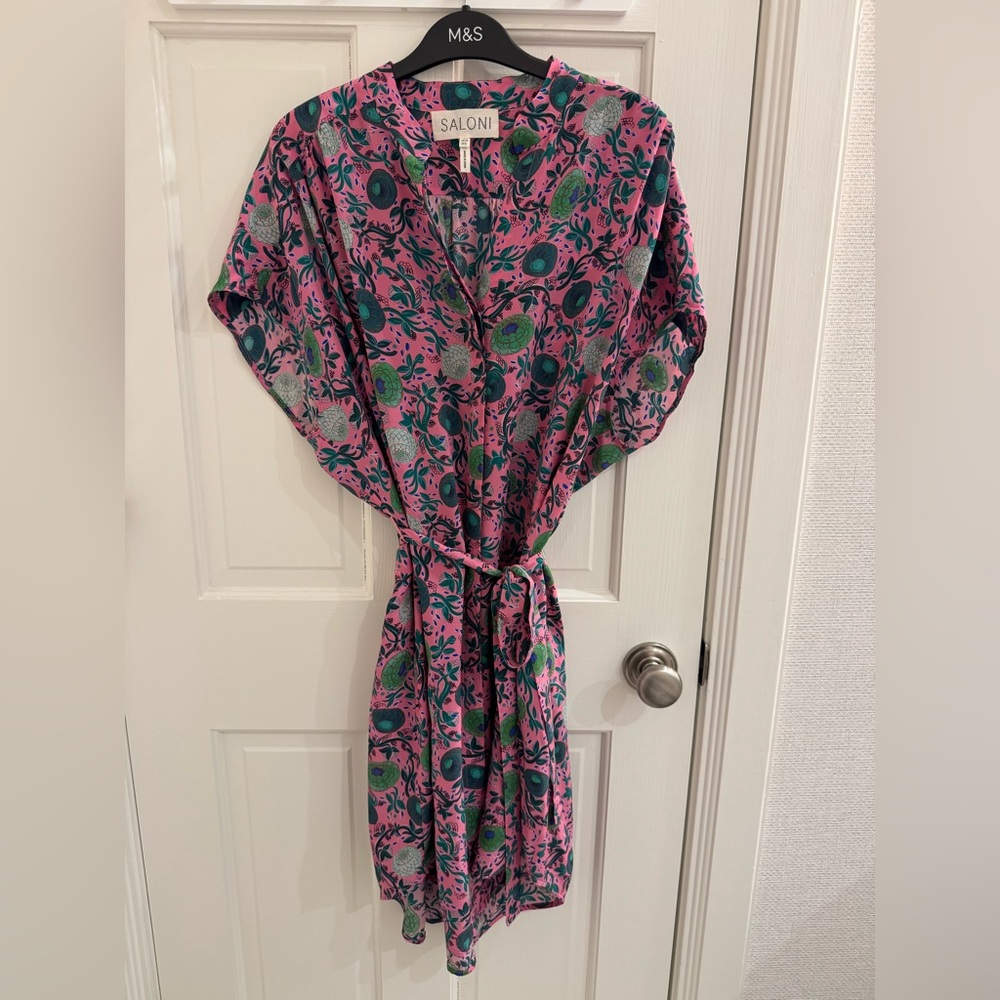 Saloni floral print mini tie dress